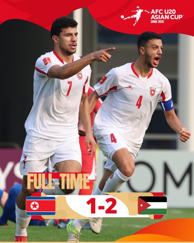  U20亞洲杯B組：朝鮮1-2不敵約旦，兩輪1分暫列B組末尾