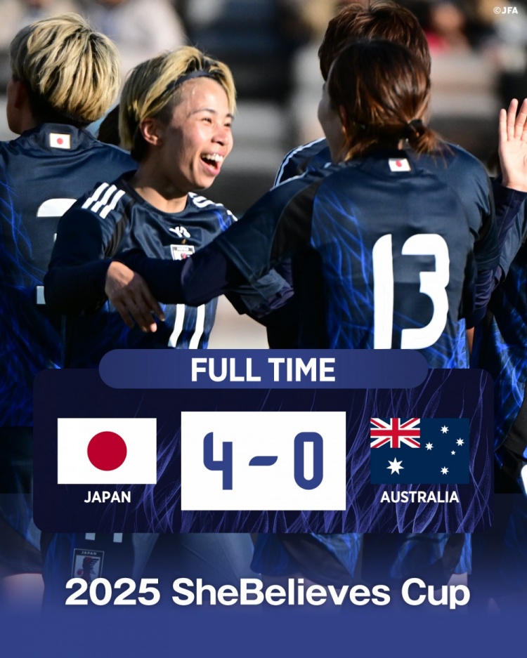  熱身賽日本女足4-0澳大利亞女足，田中美南2射1傳&長谷川唯任隊長