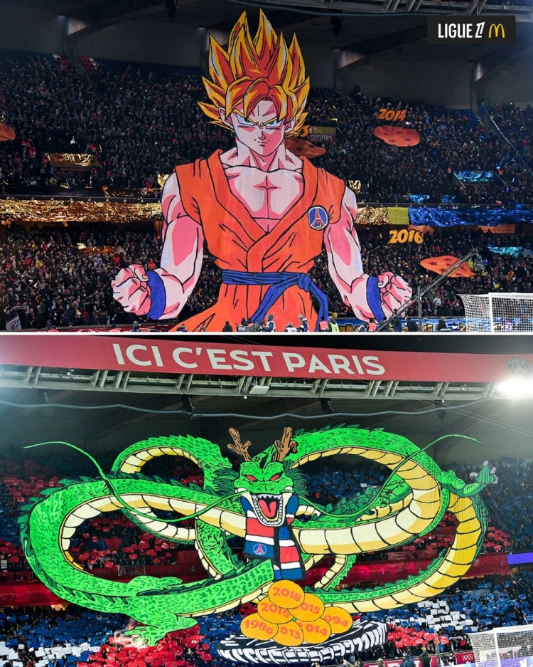  逝世一周年，法甲官推曬昔日巴黎主場龍珠TIFO：鳥山明經(jīng)典永存