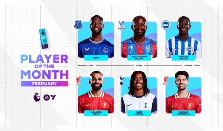  英超2月最佳候選：貝托、馬特塔、明特、薩拉赫、斯賓塞、索博